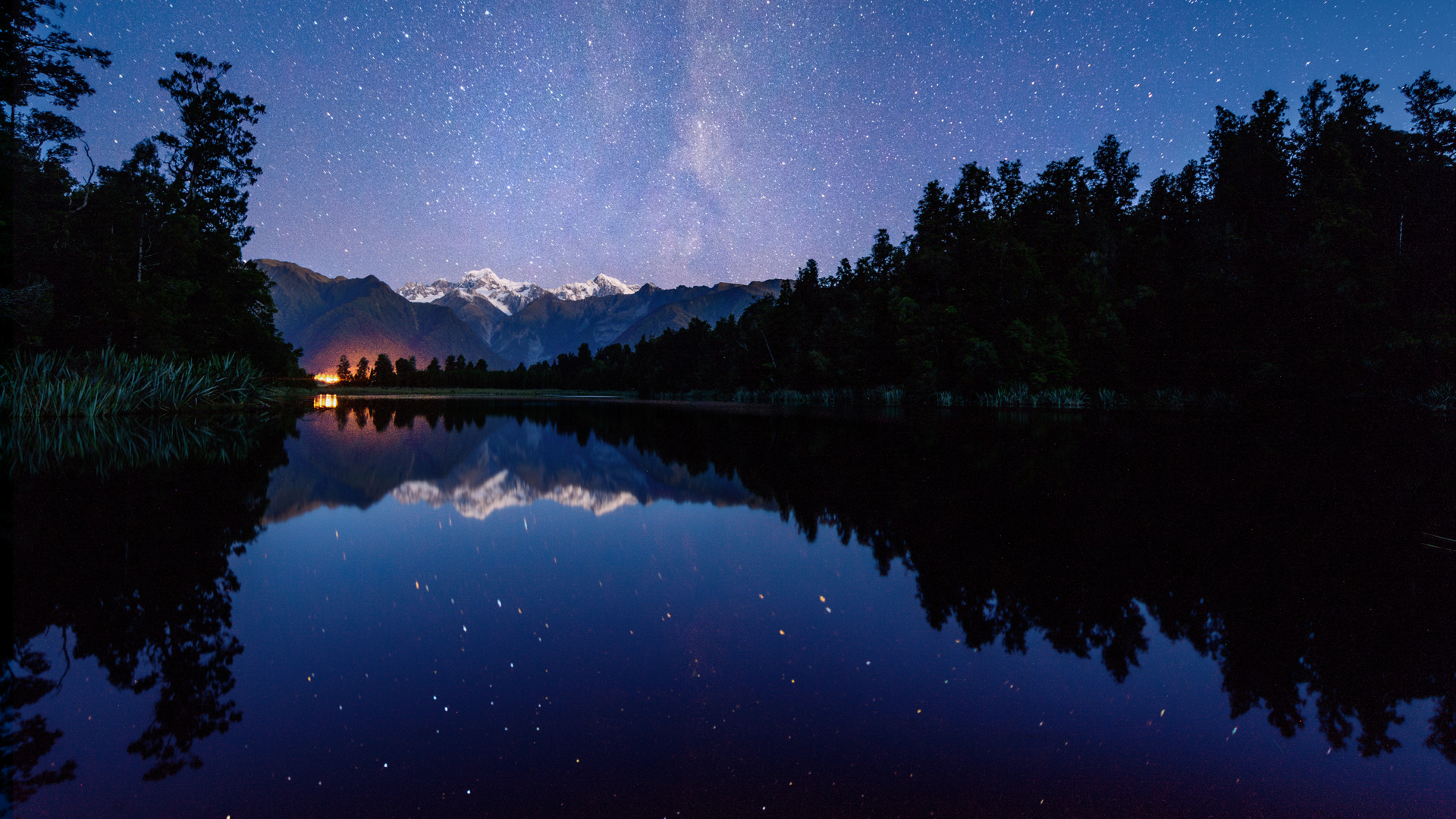 Lake Matheson in the starlight
