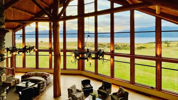 The main lobby at Fiordland Lodge