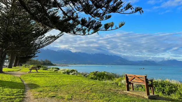 The gentle shoreline at Kaikoura