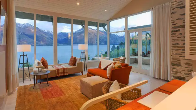 Lovely view of the mountains surrounding Queenstown from a room at the Rosewood Matakauri