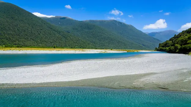 The Haast River and foothills